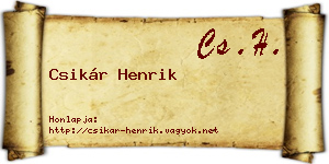 Csikár Henrik névjegykártya